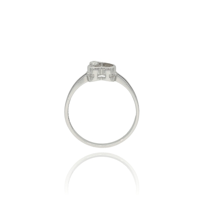 Fehér arany szív gyűrű 55-ös méret (B46072)